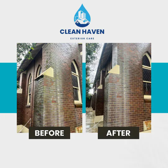 Brick Soft Wash, before and after cleaning by CleanHaven