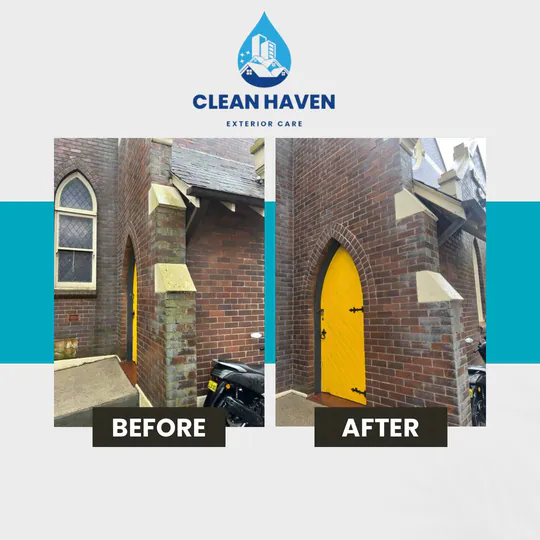 Brick Soft Wash, before and after cleaning by CleanHaven