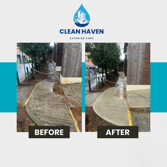 Concrete Pressure Clean, before and after cleaning by CleanHaven
