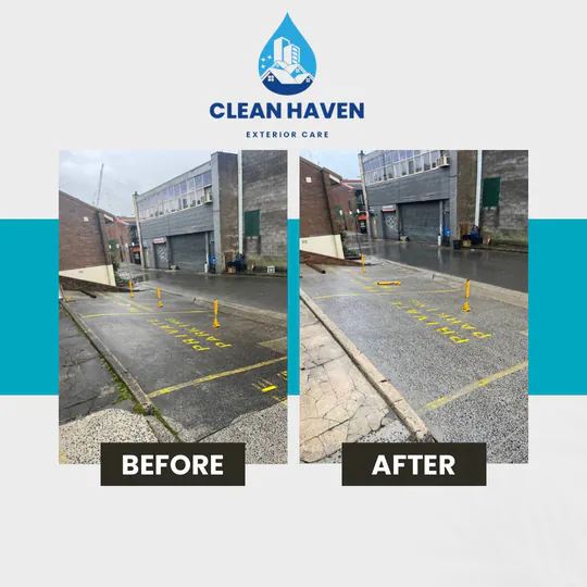 Concrete Pressure Clean, before and after cleaning by CleanHaven