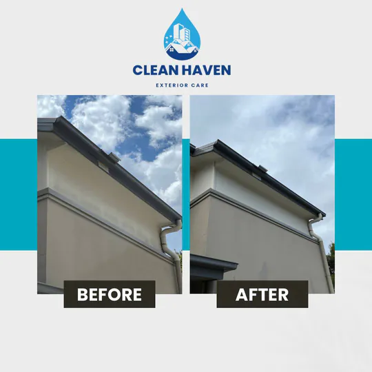Contemporary Home Soft Wash, before and after cleaning by CleanHaven