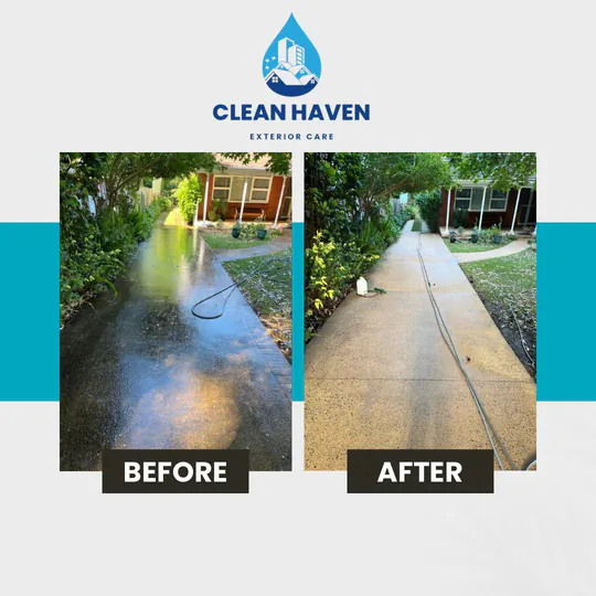 Long Driveway Clean, before and after cleaning by CleanHaven