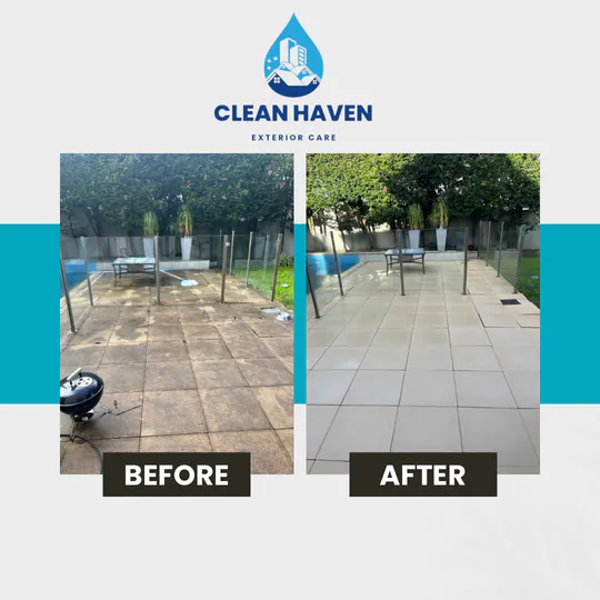 Pool Paver Pressure Clean, before and after cleaning by CleanHaven