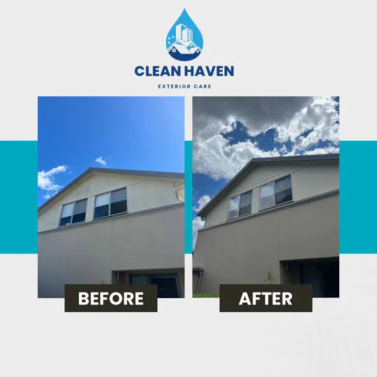 Strata Building Soft Wash, before and after cleaning by CleanHaven