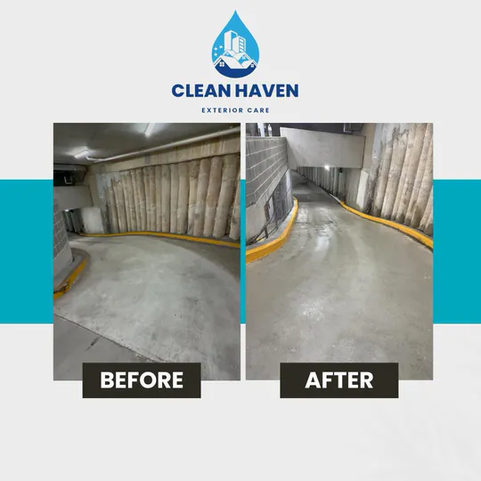 Strata Carpark Degrease & Pressure Clean, before and after cleaning by CleanHaven