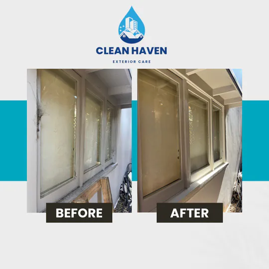 Window frames before and after cleaning